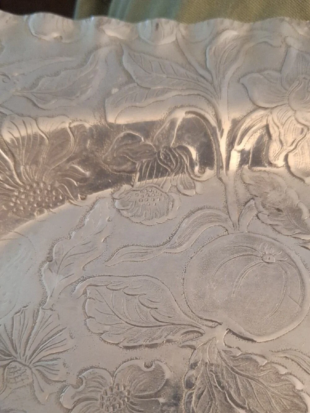 Hand Finished Aluminum Tray - W/ Floral & Fruit 15